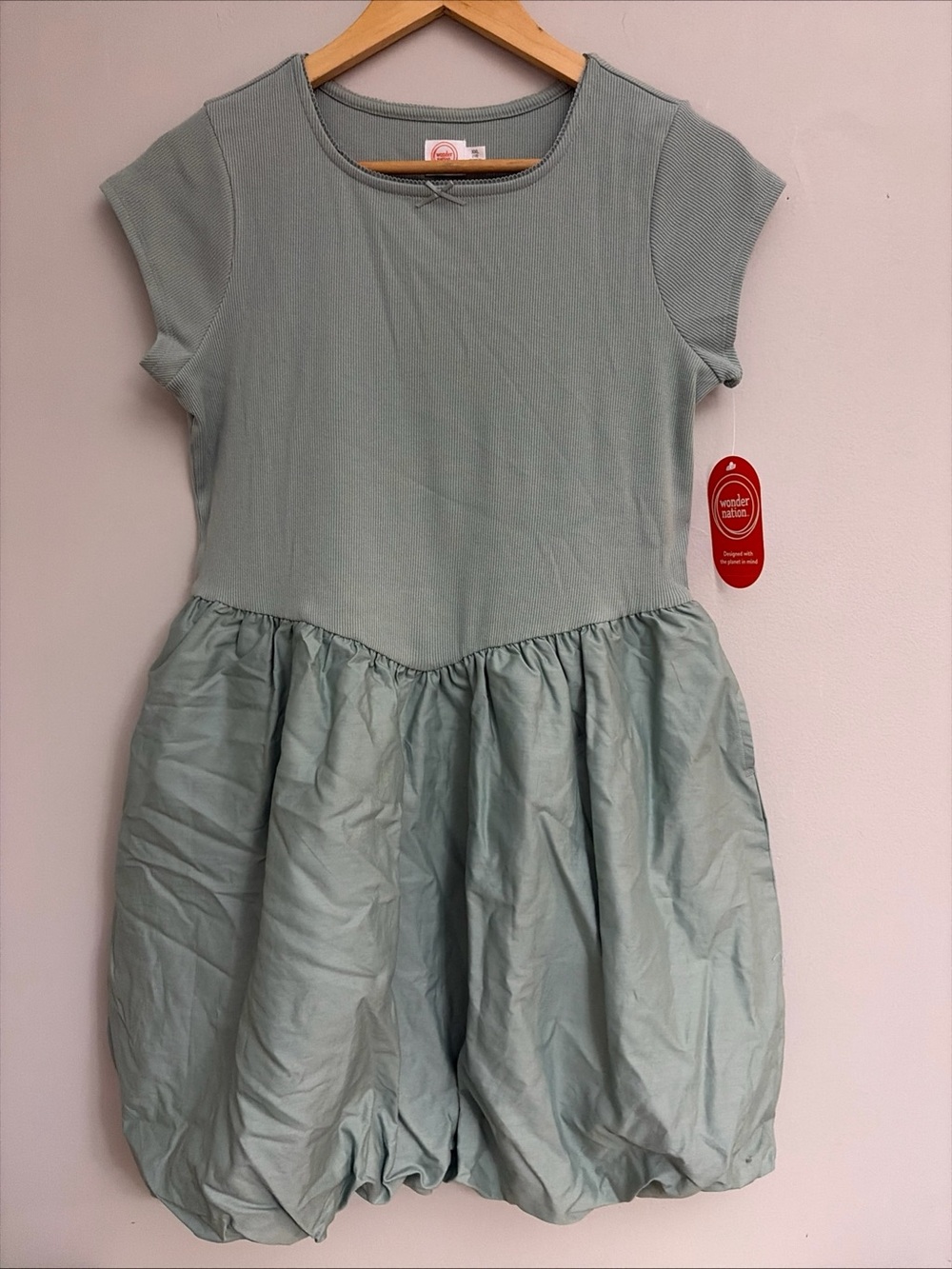 wonder nation Sage Green Bubble Dress for Girls